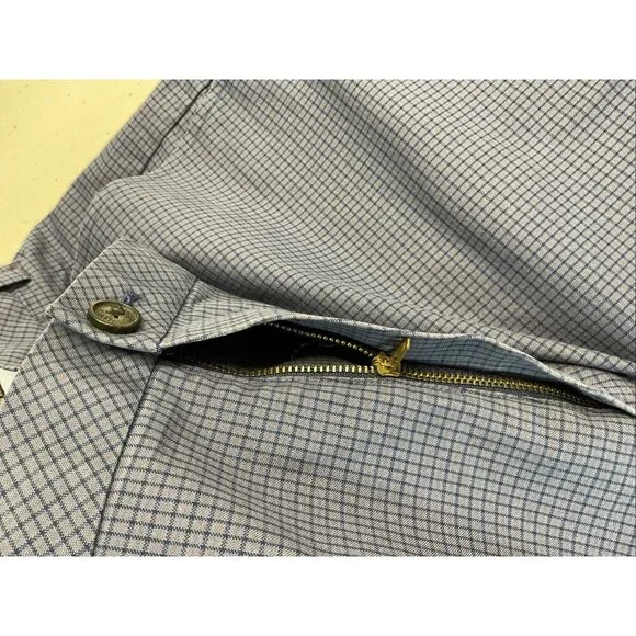 Brooks Brothers slacks Pants Mens 38x30 Clark Blue micro Plaid Stretch Career